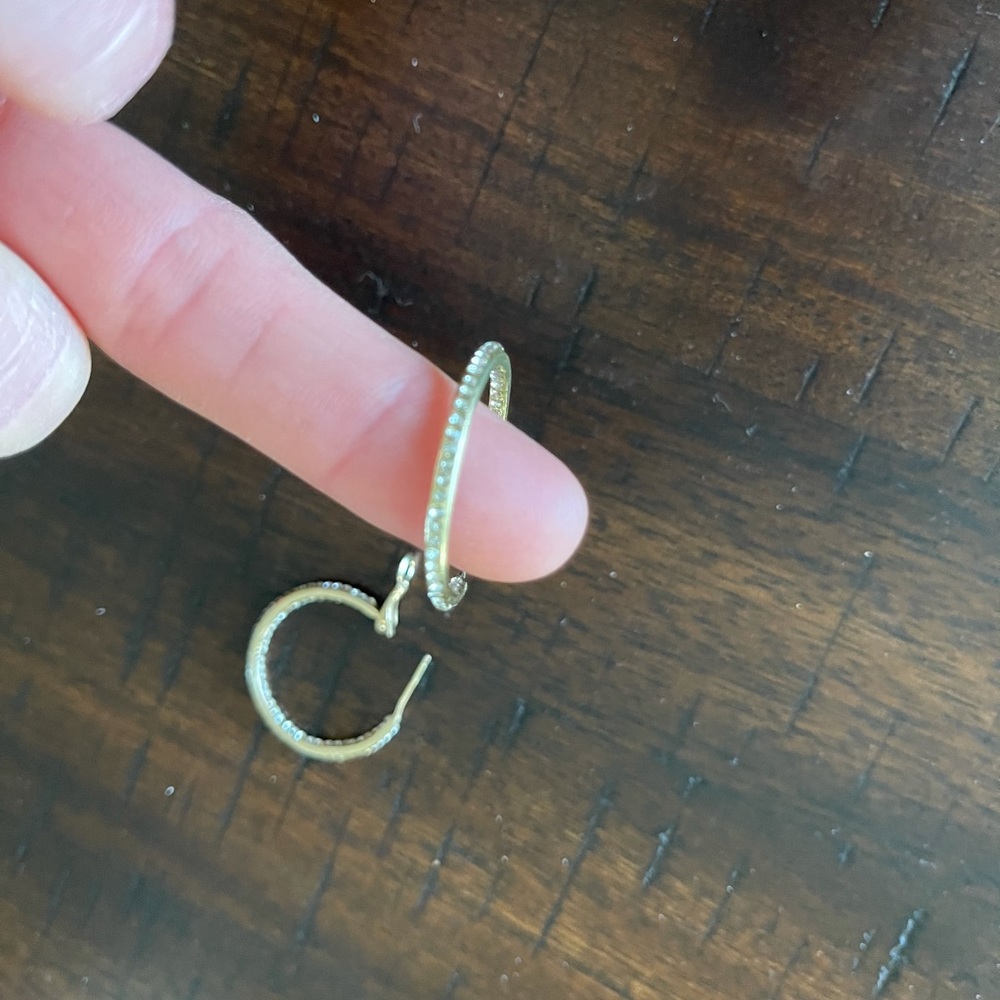 Gold hoop earrings with crystals